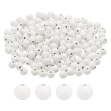 300pcs 12mm White Round Wood Beads 3.3mm Large Hole for Jewelry Making