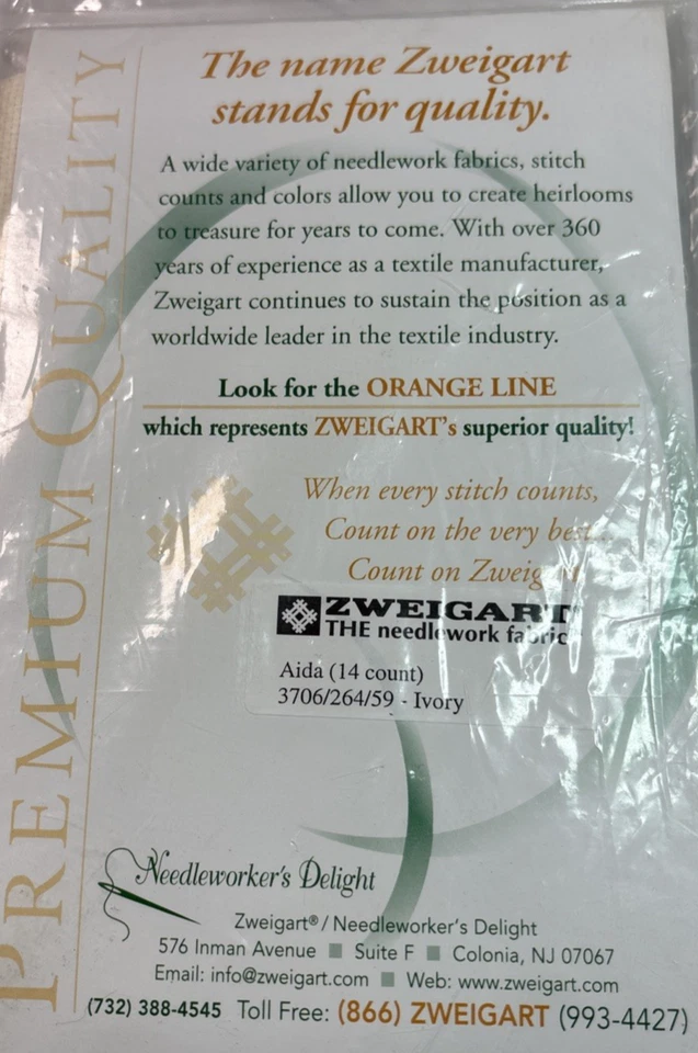 14 Count Zweigart Aida Ivory  THE Needlework Fabric - Image 4 of 4