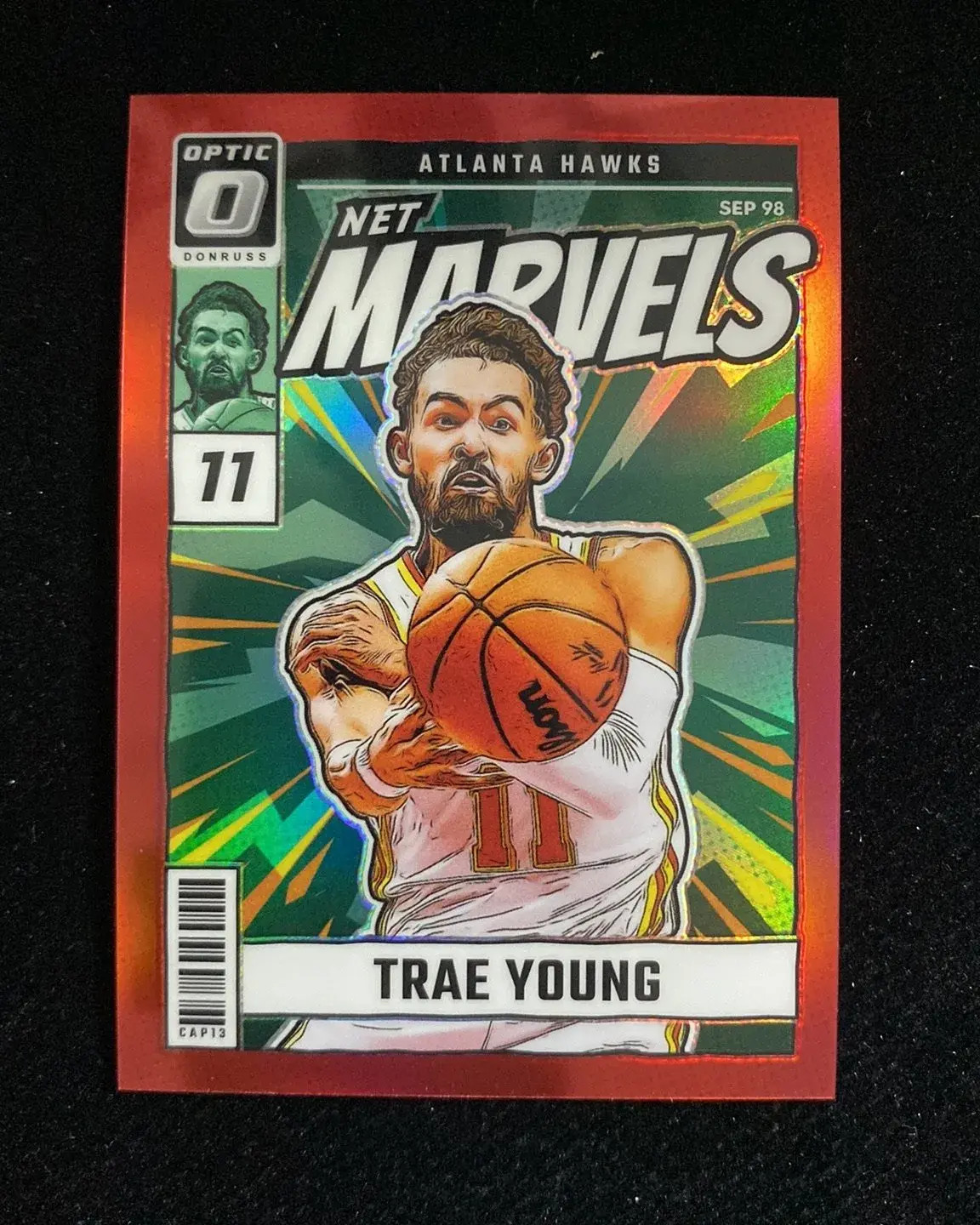 2024-25 Panini Donruss Optic Net Marvels Red #9 Trae Young 3/99 Hawks xj39