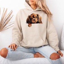 Felpa con cappuccio da donna Cavalier King Charles Spaniel cucciolo cane...