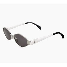 Celine CL40254U 16A Triomphe Metal Sunglasses Silver Frame Grey Lens Authentic