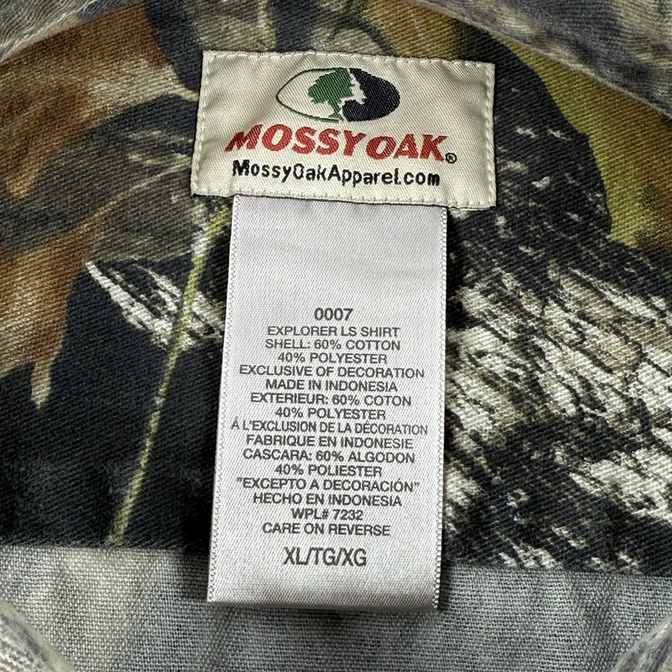 Vintage Mossy Oak Men's XL Break Up Camo Explorer Shirt Button Down Long Sleeve - Image 3 of 4