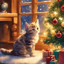 Christmas Cat Diamond Painting Kits for 12 inches by 12 inches 