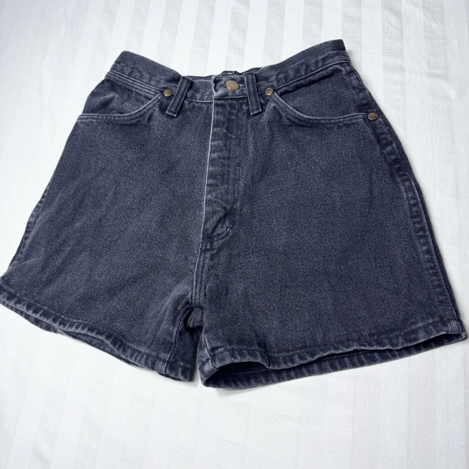 Pantalones Cortos Wrangler De Colección Para Mujer Talla 3/4 Desteñidos Negros Denim Tiro Alto Mamá Jean Foto 2 de 4