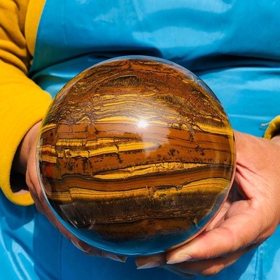 4.79LB Natural Tigers Eye Ball Quartz Crystal Sphere Gem Mineral Specimen Heals