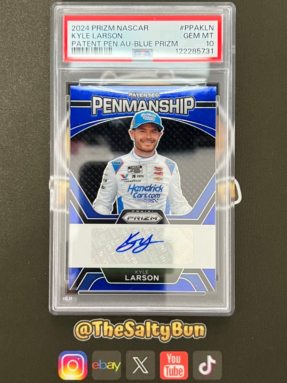 2024 Prizm Nascar Kyle Larson Patented Penmanship Auto Blue /25 PSA 10