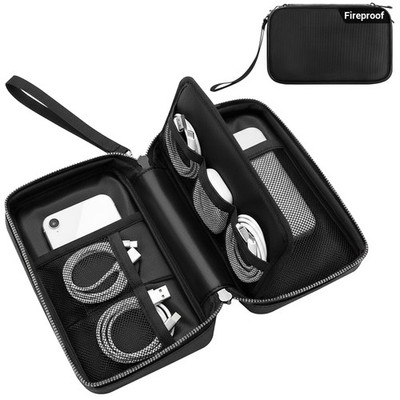 Fireproof Electronics Organizer Travel Case, Water Resistant Tech Pouch, Expl...