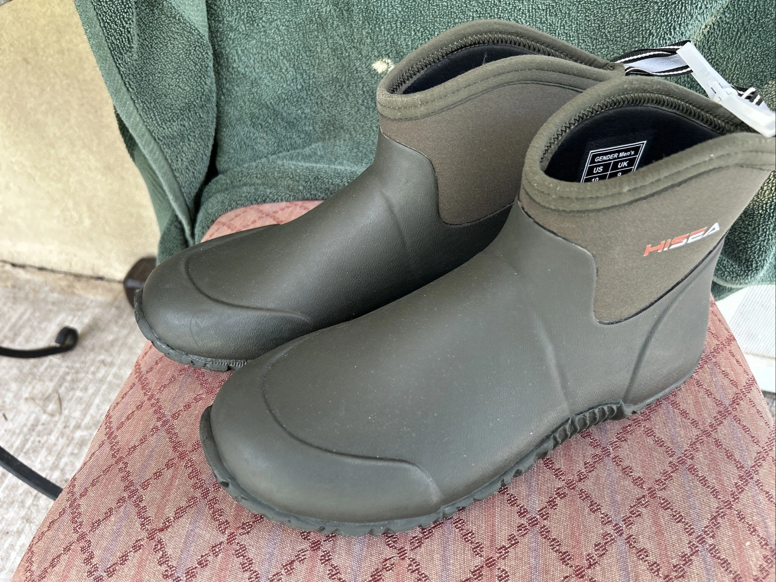 HISEA Men Ankle Rain Boot Neoprene Waterproof Non-Slip Yard Working US Size 10