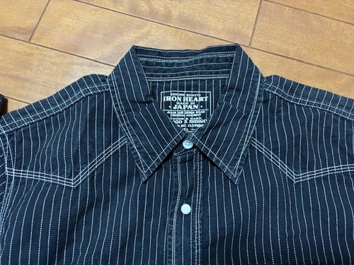 Iron Heart Stripe Short Sleeve Shirt XL Black kk - Picture 6 of 11
