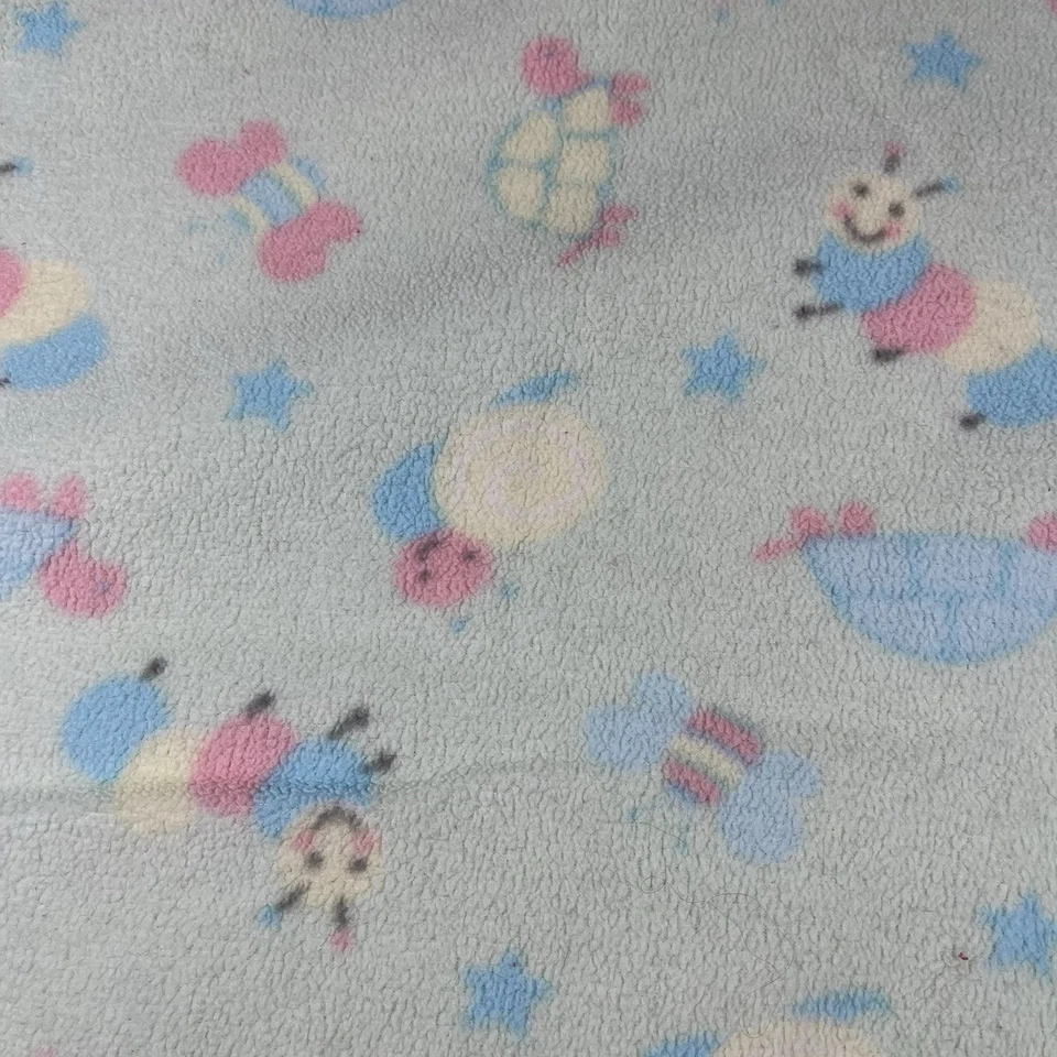 HTF Vintage Circo Baby Blanket Green Turtle Caterpillar Butterfly Star Fleece K1 - Image 2 of 4