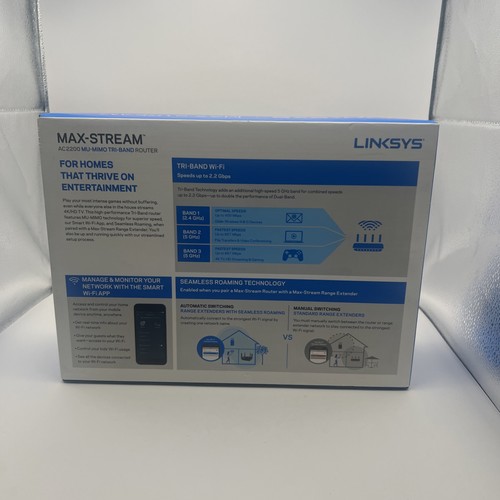 LinkSys AC2200 Tir-Band Router EA8300 WIFI 2.2 GBPS Max Stream 4K HD TV Complete - Picture 2 of 4