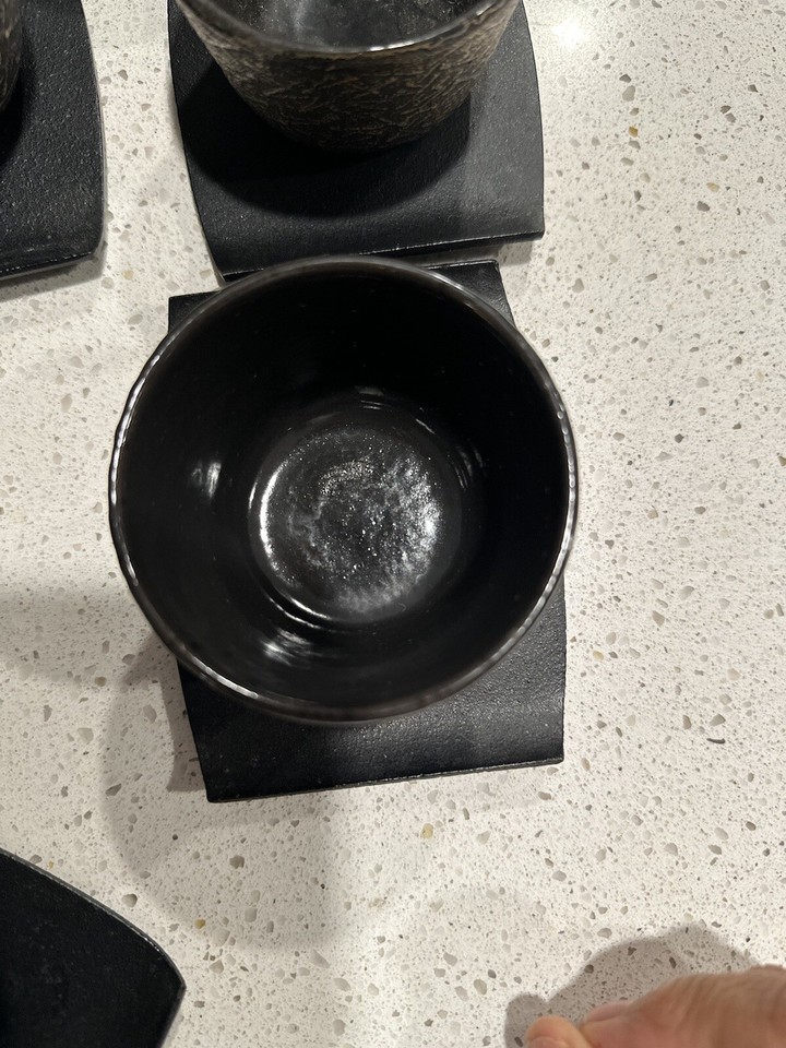 Koi fish Teavana Cast Iron Kettle Teapot Cups Saucers Tea Warmer Set Of