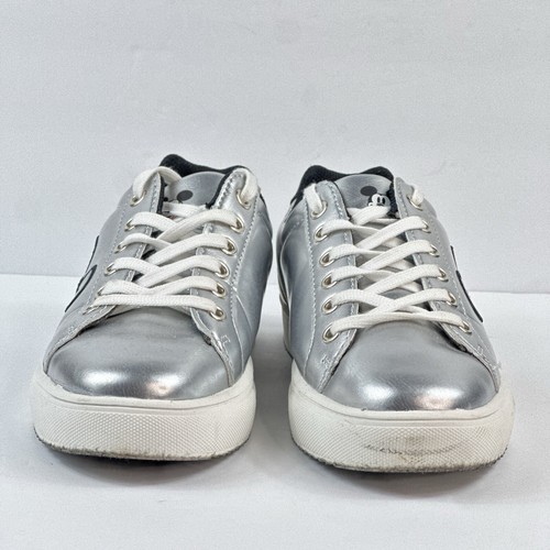 Disney Mickey Mouse Sneakers Shoes Womens Size 7 Silver Black Lace Up Tie Casual - Picture 4 of 11