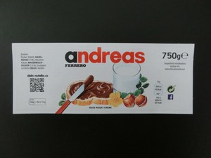 1 X Andreas Nutella Namensschild Aufkleber Fur 750 G Glas Abziehbild Etikett Ebay