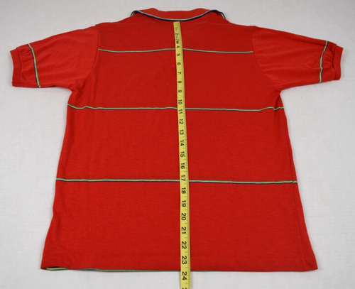 Vintage Le TIGRE Shirt Size XS/S 80s Red Orange Tiger Striped polo Cobain Grunge - Picture 10 of 10