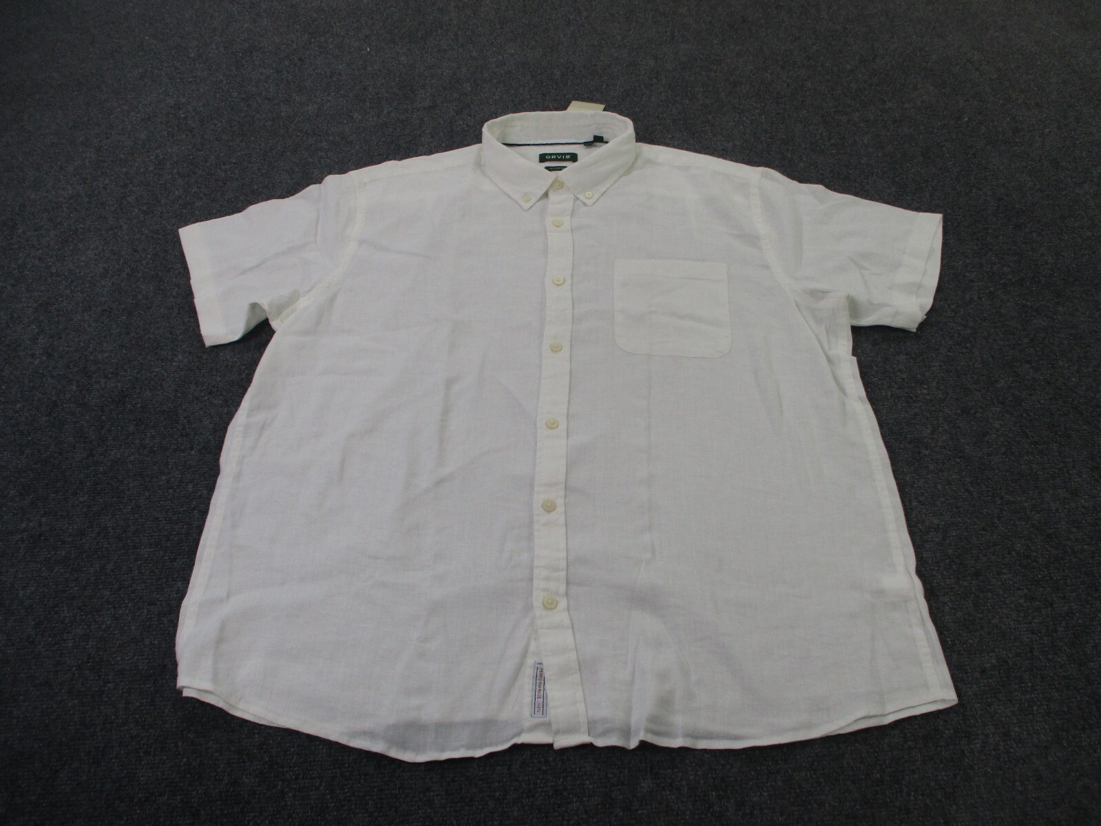 Orvis Shirt Men 2XL White Linen Business Lightweight Beach Classic Preppy Loose