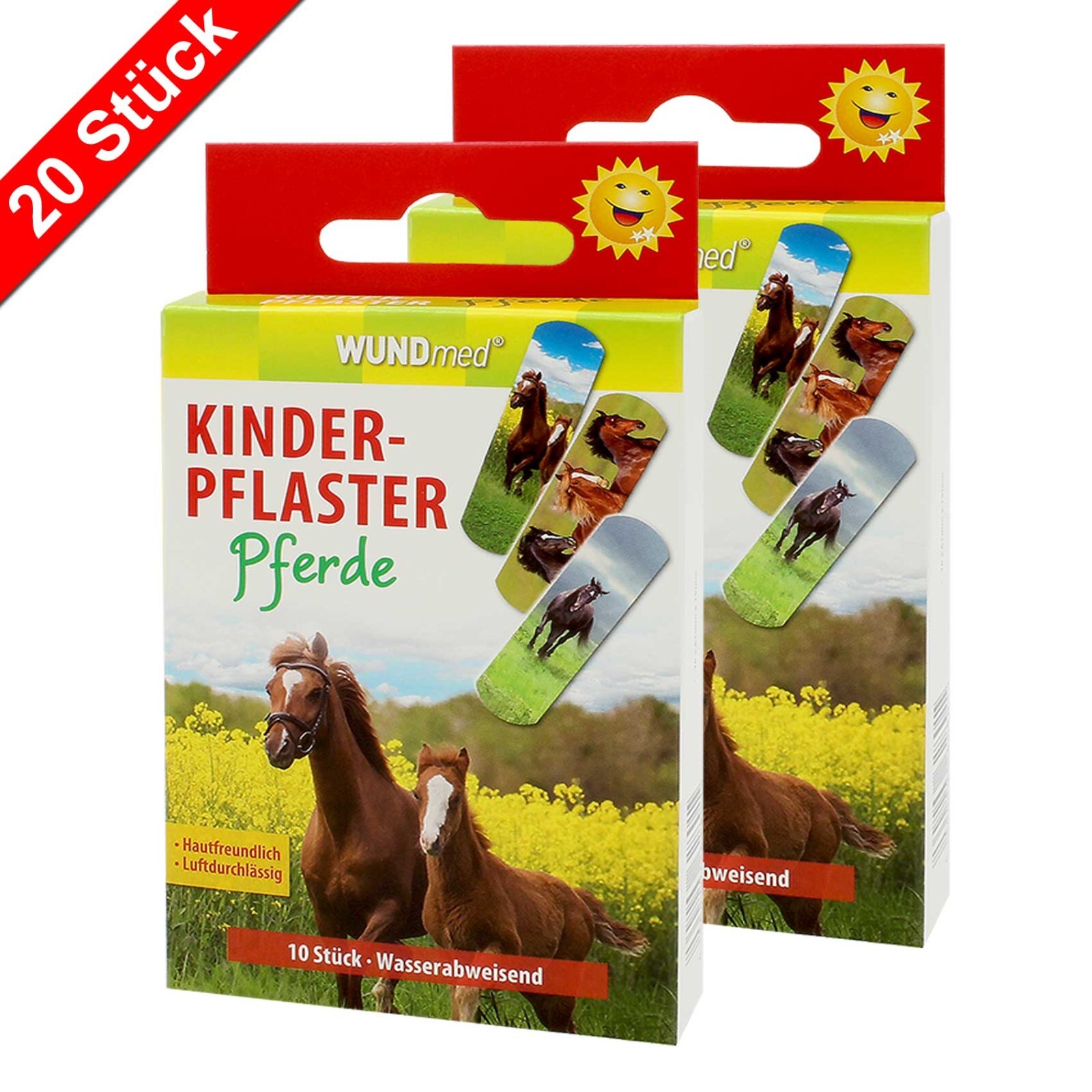20 Kinderpflaster Pferd Pflaster Heftpflaster Bunt Pferde Reiten Pferdesport