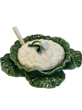 Bordallo Pinheiro Portugal Cabbage Leaf Cauliflower Soup Tureen W/ Lid & Ladle