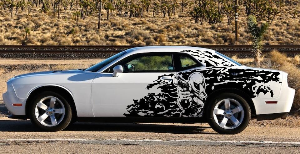 For 2015 - 2023 DODGE CHALLENGER GRUNGE DISTRESSED DEADPOOL For 2015 - 2023 DODGE CHALLENGER GRUNGE DISTRESSED DEADPOOL