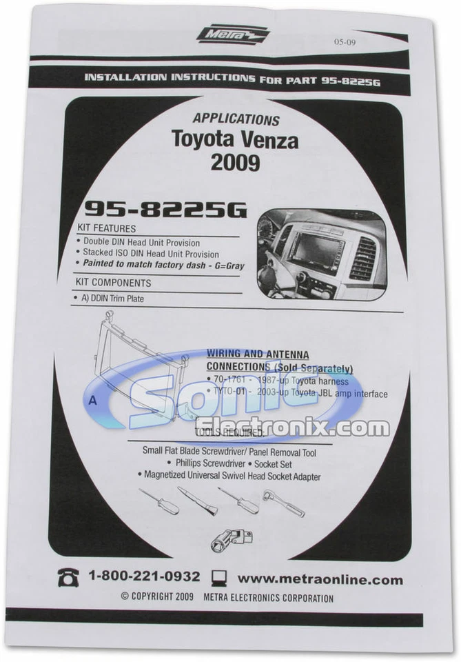 Metra 95-8225G Double DIN Install Dash Kit for 2009-2015 Toyota Venza Vehicles - Image 2 of 3