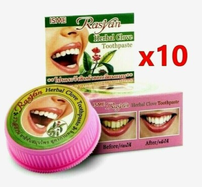 10x 25g Rasyan ISME Thai Herbal Clove Toothpaste Anti bacteria Whitening Teeth