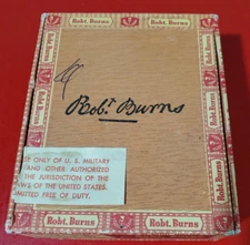 Vintage Robert Burns Cigarillos Store Display Box General Cigar Co.  DUTY FREE