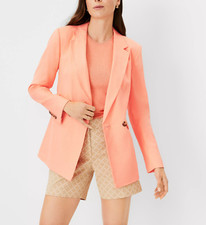 Ann Taylor 159 Longer Tailored Double Breasted Blazer in Linen Blend size 6P