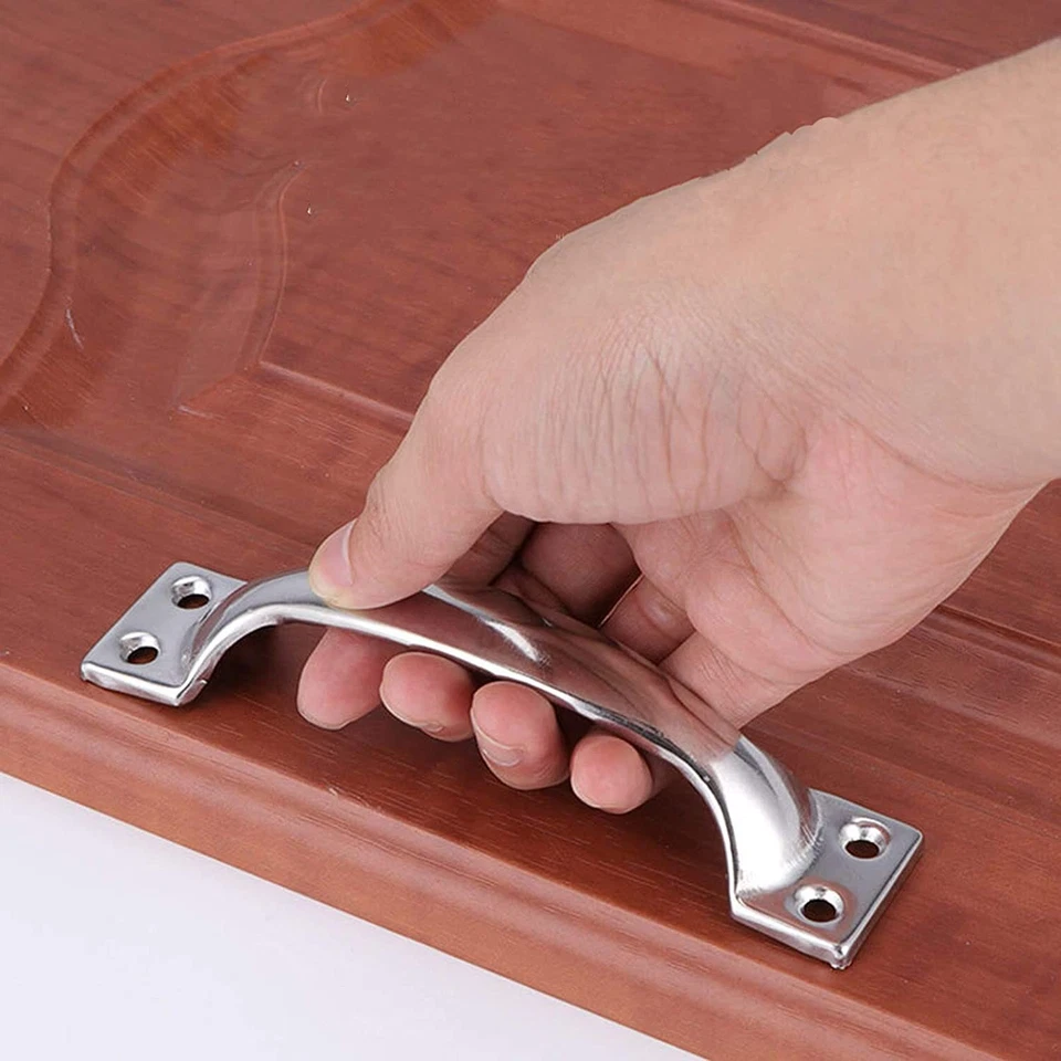 6 Maniglie argento acciaio inox armadio porte cassetti mobili cucina con viti - Immagine 4 di 4