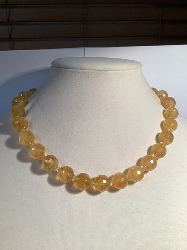 COLLANA 512 CT. PIETRE PREZIOSE CITRINO NATURALE 14 MM PERLINE PIETRA - Foto 2 di 3