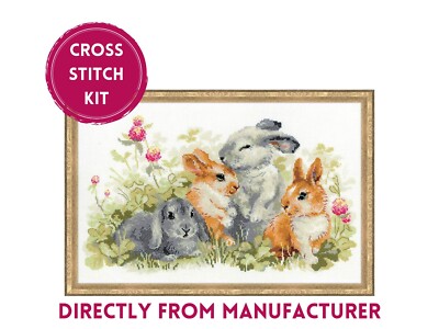 RIOLIS Counted Cross Stitch Kit 1416 Funny Rabbits- Cute Little Forest Animals