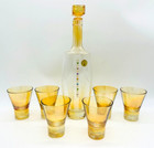 VTG FRANCO S.R.L. VETRERIE E CRISTALLERIE AMBER DECANTER SET WITH 6 GLASSES