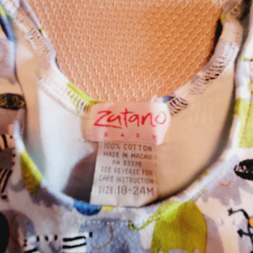 NEW Zutano 18-24 Months Zoo Animals Romper One Piece Sleeveless Baby - Picture 4 of 9
