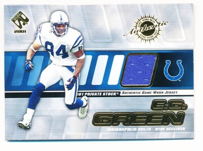 E.G. GREEN 2001 PACIFIC PRIVATE STOCK #64 JERSEY PATCH INDIANAPOLIS COLTS MINT