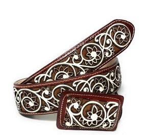 MEN'S WESTERN LEATHER BELT. COWBOY RODEO BELT. CINTO VAQUERO CINTO CHARRO LASER