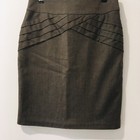 <!--F#f_0-->Tokito Womens Skirt Size 8 Fine Herringbone Black/Brown Kick Pleat Pleated Front<!--F/-->