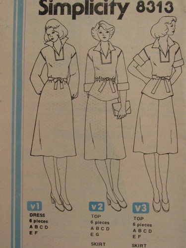 Easy VTG 77 SIMPLICITY 8313 Misses Pullover Dress or Top & Skirt PATTERN 16 UC - Picture 2 of 3