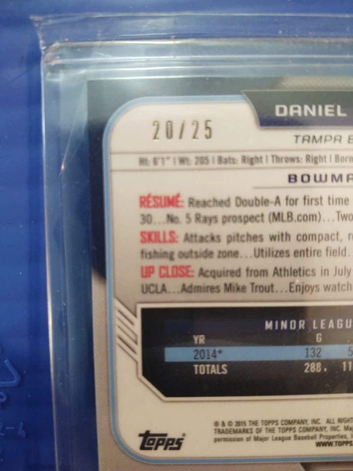 RAINBOW 2015 Bowman Draft Daniel Robertson-5-ORANGE GOLD GREEN AQUA GRAY BREWERS - Image 3 of 4