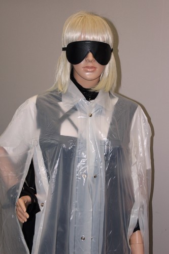 see thro pvc vinyl raincoat cape full length sexy fetish rainwear male female TV - Picture 2 of 4
