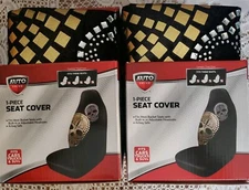 2 X Auto Drive Bucket Seat Cover Black With Gold And Silver Skulls