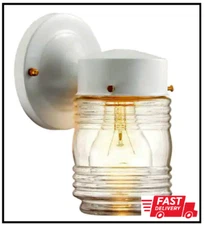 7.2" Outdoor Wall Lantern Sconce 1-Light Matte White Jelly Jar, Bulb not include