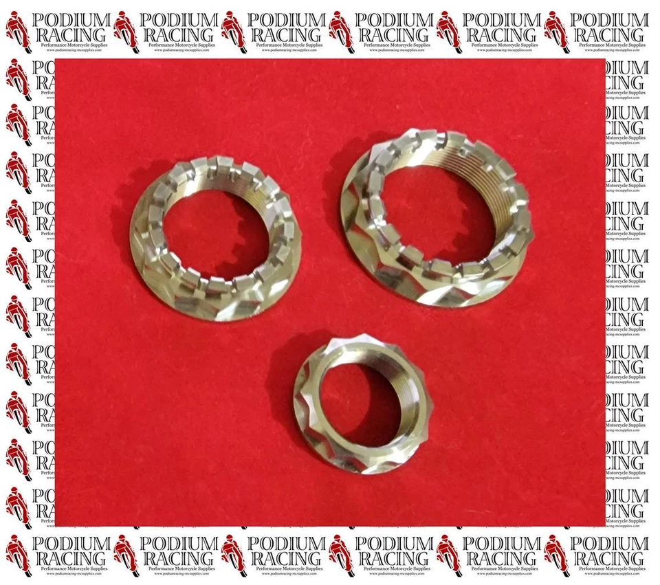 DUCATI MONSTER 796 1100 TITANIO PLATA RUEDA EJE TUERCA JUEGO 3 PIEZAS 12 PUNTOS BI-HEX Foto 2 de 3