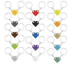 2pcs Heart LEGO Parts Couple Necklace Key Ring Keychain Set Valentine's Day Gift