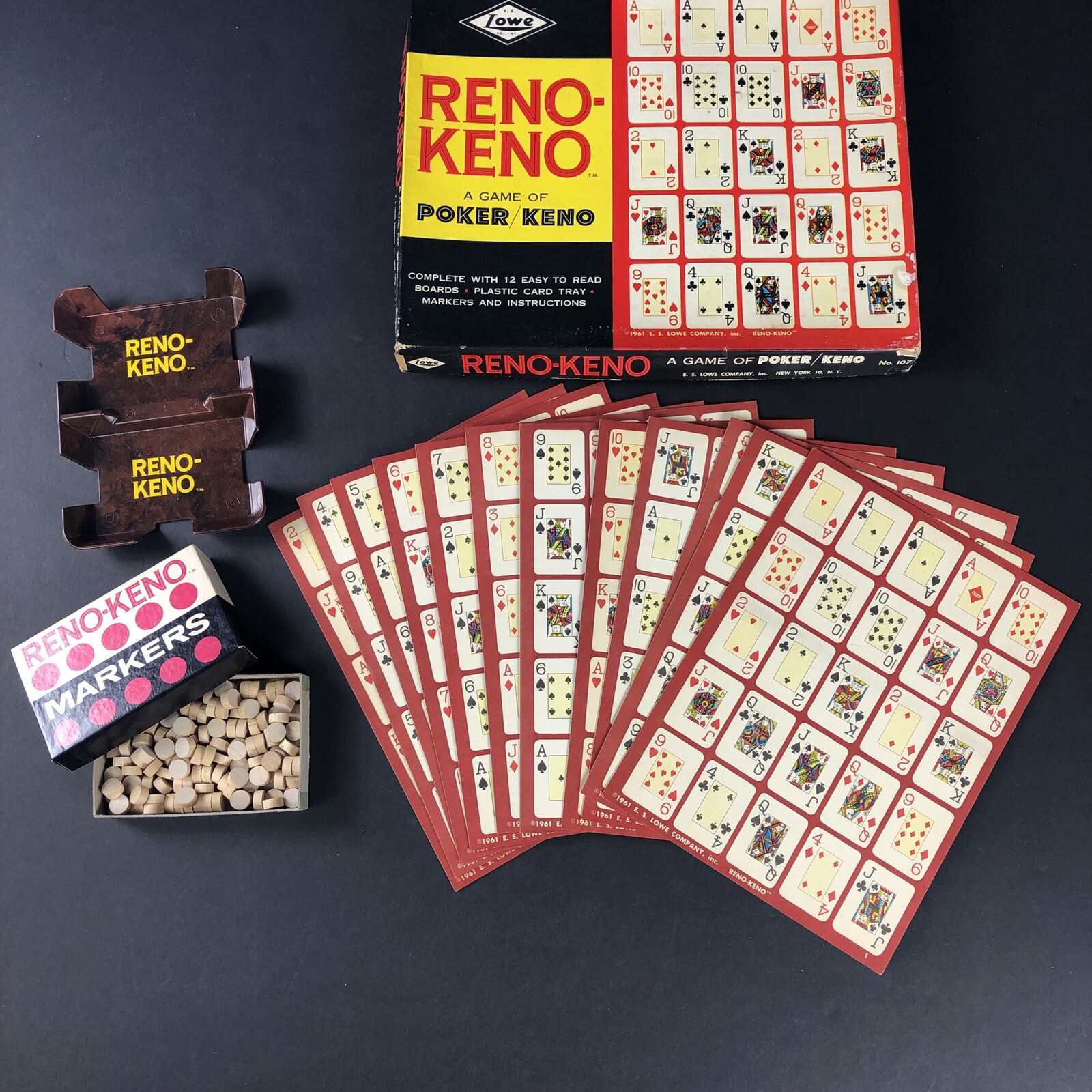 VTG ES Lowe Co Reno Keno Game of Poker Keno Board Game Complete eBay