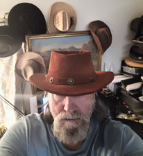 MINNETONKA GENUINE LEATHER MEN'S BROWN COWBOY HAT LARGE MADE IN USA