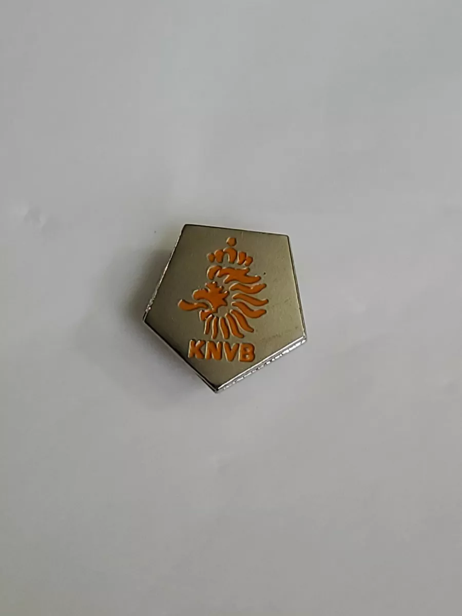 KNVB Pin Royal Dutch Football Association Very Small Rare Orange & Silver  Colors