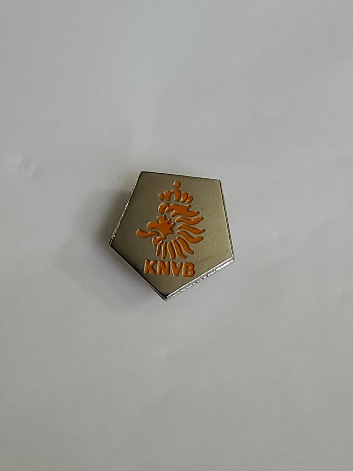 KNVB Pin Royal Dutch Football Association Very Small Rare Orange & Silver  Colors