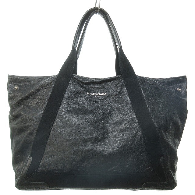 Japan Used Fashion] Balenciaga Navy Cabas M Exclusive Line Leather 