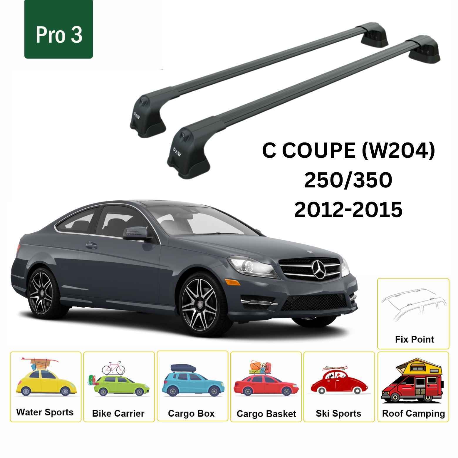 For Mercedes Benz C Coupe W204 20122015 Roof Rack Cross Bars Fix Point