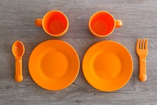Little Tikes Home Grown Kitchen REPLACEMENT Orange Plates Spoon Fork Cups Parts