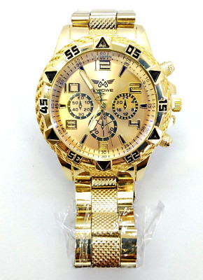GOLD ZHOWE WATCH Men's Golden Face Quartz Dial Analog Pointer